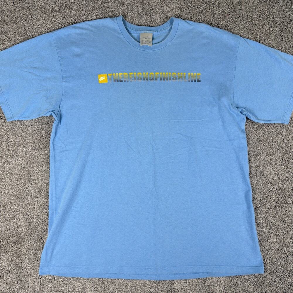 Vtg Nike Shirt Mens XL Blue There is No Finish Line Double Sided Y2K Sports